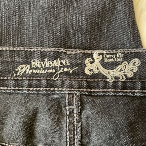 Style & Co Curvy Fit Boot Cut Wide Leg High Rise Jeans With Rhinestones 14 - Picture 13 of 16